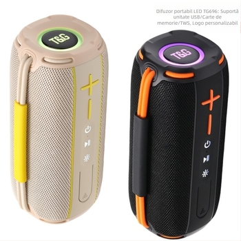 Boxă Bluetooth portabilă cu slot pentru card, 2 difuzoare, BT 5.3, baterie încorporată 1000–1200 mAh, 10 W, răspuns în frecvență 100 Hz–20 kHz, rază de acțiune 10 m