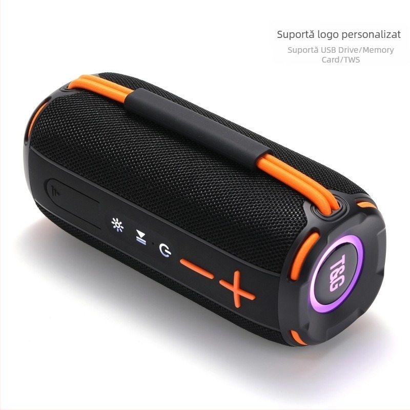 Boxă Bluetooth portabilă cu slot pentru card, 2 difuzoare, BT 5.3, baterie încorporată 1000–1200 mAh, 10 W, răspuns în frecvență 100 Hz–20 kHz, rază de acțiune 10 m