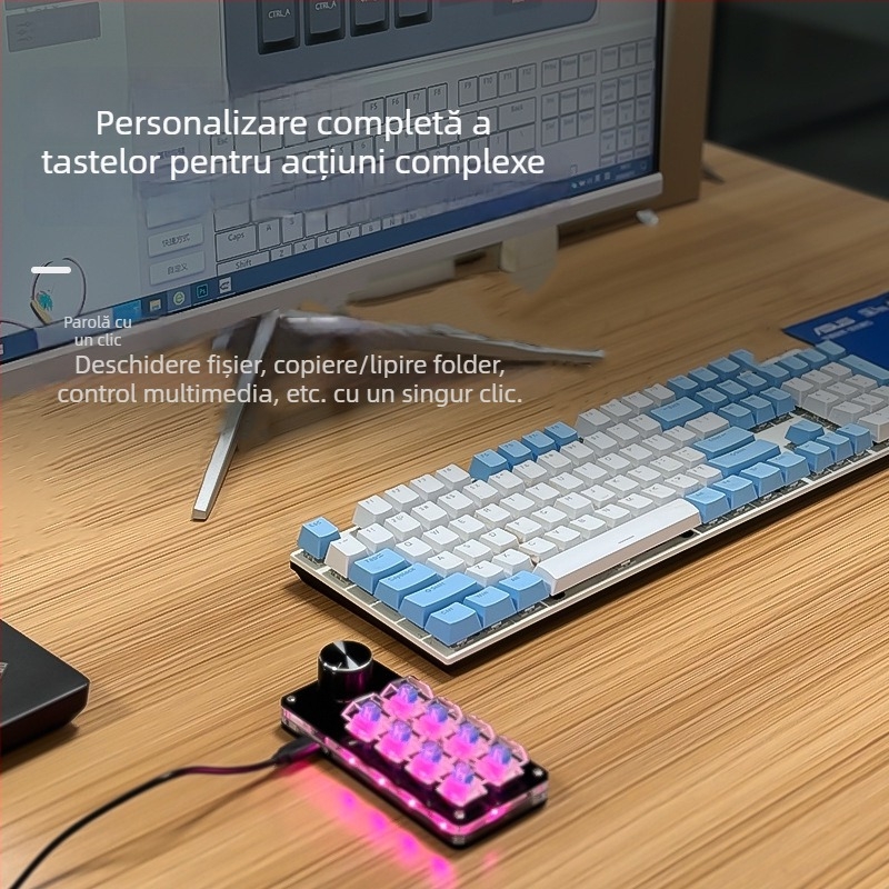 Tastatură mecanică cu iluminare RGB, 87 taste, conectare prin cablu, switchuri verzi.