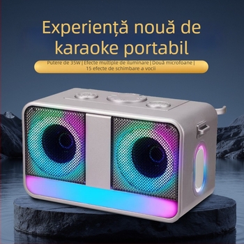 Boxă karaoke Bluetooth, portabilă, pentru exterior, 35W, două difuzoare, baterie încorporată, Bluetooth 5.1, interval de frecvență 100Hz-20kHz, microfon inclus
