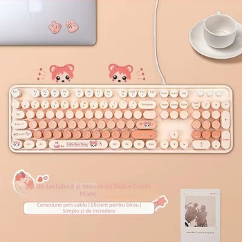 Tastatură cu fir de 104 taste, plastic ABS, fără iluminare, pentru desktop și laptop