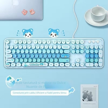 Tastatură cu fir de 104 taste, plastic ABS, fără iluminare, pentru desktop și laptop