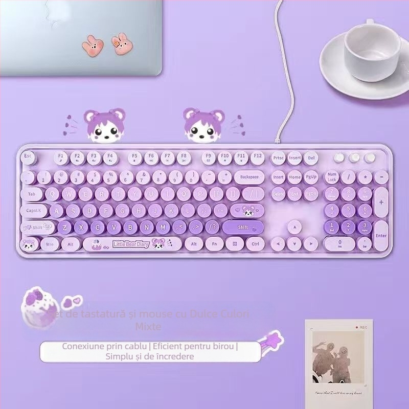 Tastatură cu fir de 104 taste, plastic ABS, fără iluminare, pentru desktop și laptop