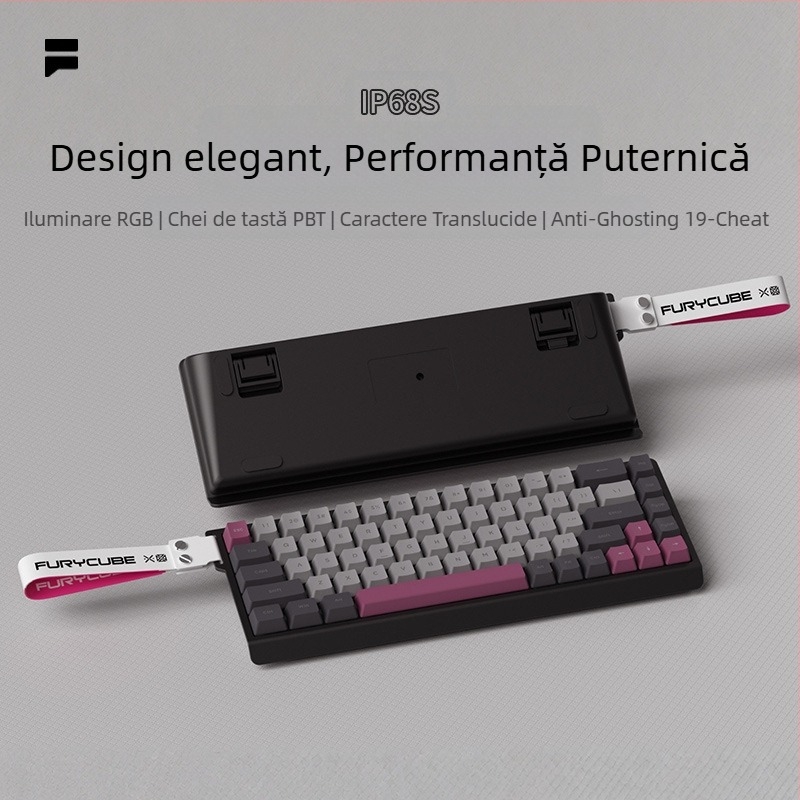 Furycube IP68S tastatură cu fir, membrană, 68 taste, iluminare RGB, pentru birou și gaming