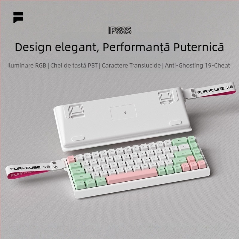 Furycube IP68S tastatură cu fir, membrană, 68 taste, iluminare RGB, pentru birou și gaming