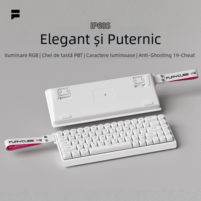 Furycube IP68S tastatură cu fir, membrană, 68 taste, iluminare RGB, pentru birou și gaming