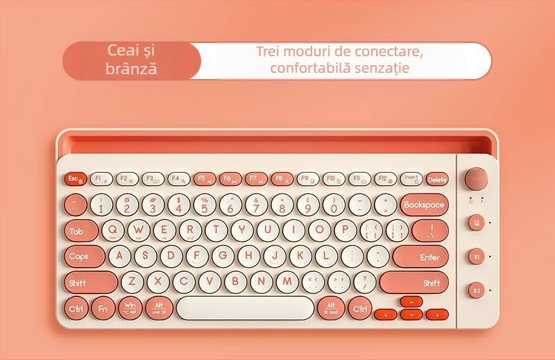 Tastatură Bluetooth cu mod dual, 87 taste, construcție ABS, Bluetooth + 2,4G, fără iluminare