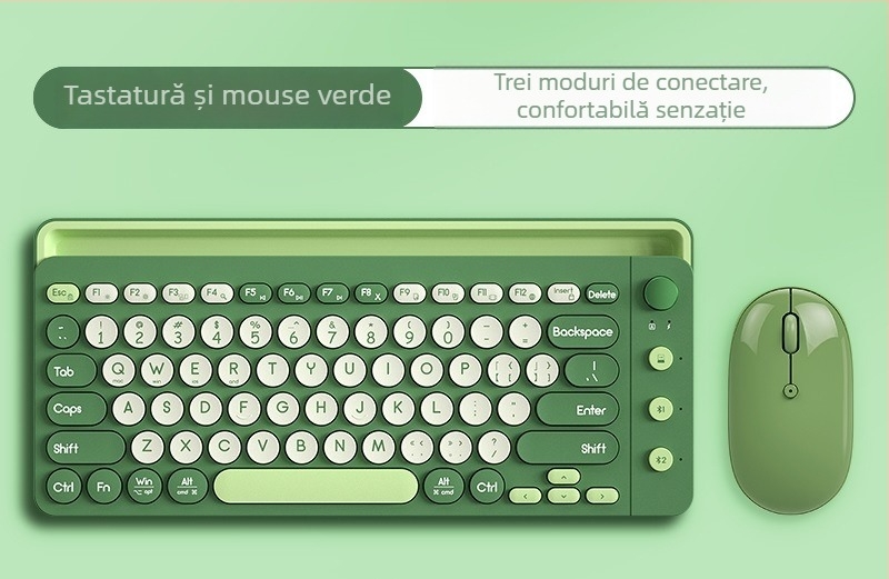 Tastatură Bluetooth cu mod dual, 87 taste, construcție ABS, Bluetooth + 2,4G, fără iluminare