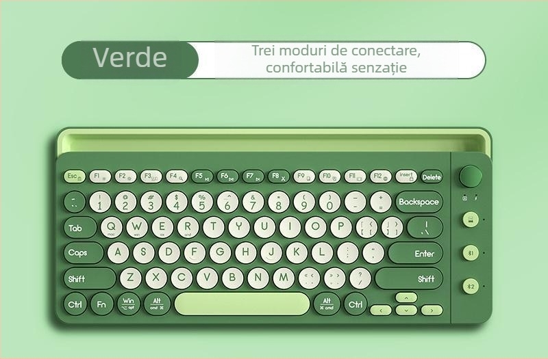 Tastatură Bluetooth cu mod dual, 87 taste, construcție ABS, Bluetooth + 2,4G, fără iluminare