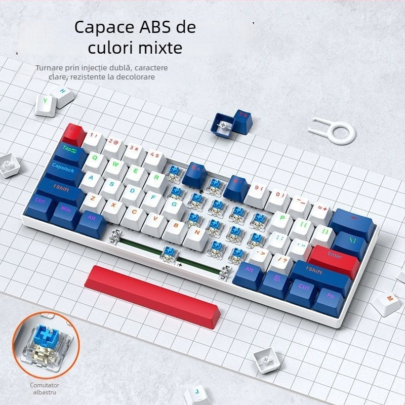 Tastatură numerică mecanică cu fir pentru laptop Asus Tianxuan 6Pro, cu switchuri fără axă, iluminare mixtă, carcasă din plastic