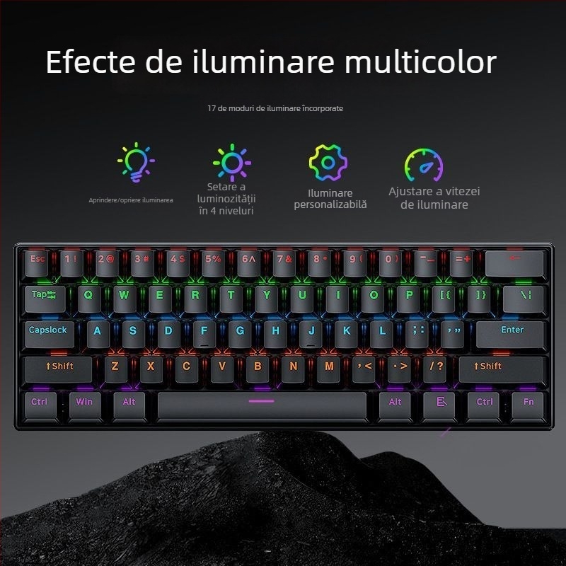 Tastatură numerică mecanică cu fir pentru laptop Asus Tianxuan 6Pro, cu switchuri fără axă, iluminare mixtă, carcasă din plastic