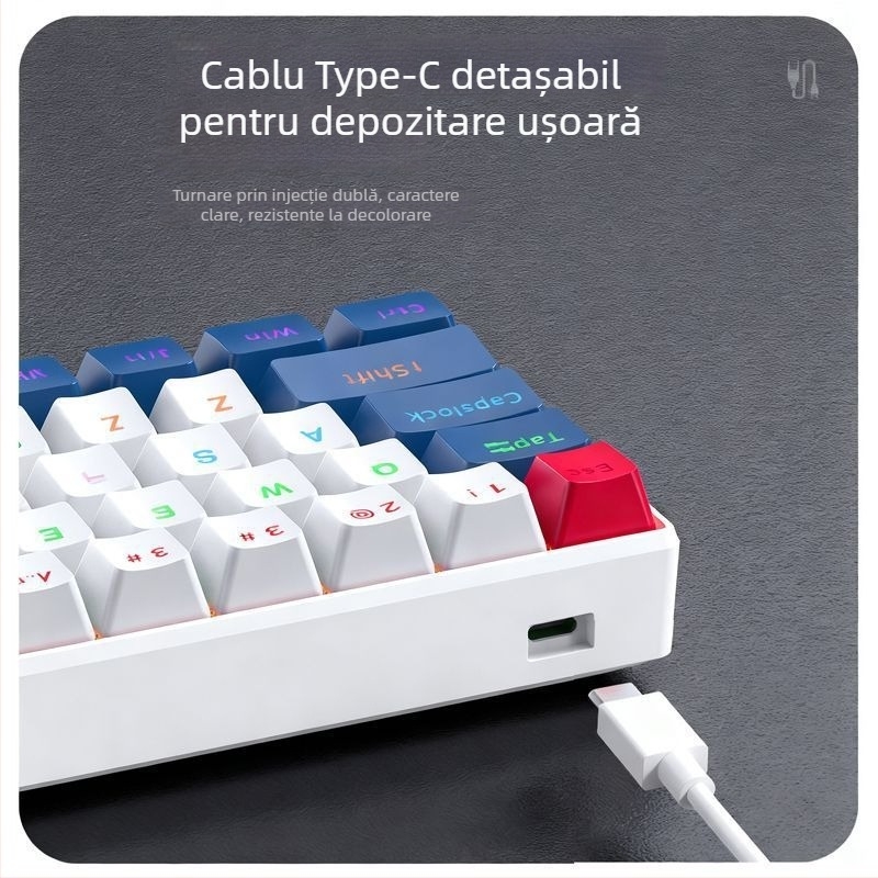 Tastatură numerică mecanică cu fir pentru laptop Asus Tianxuan 6Pro, cu switchuri fără axă, iluminare mixtă, carcasă din plastic