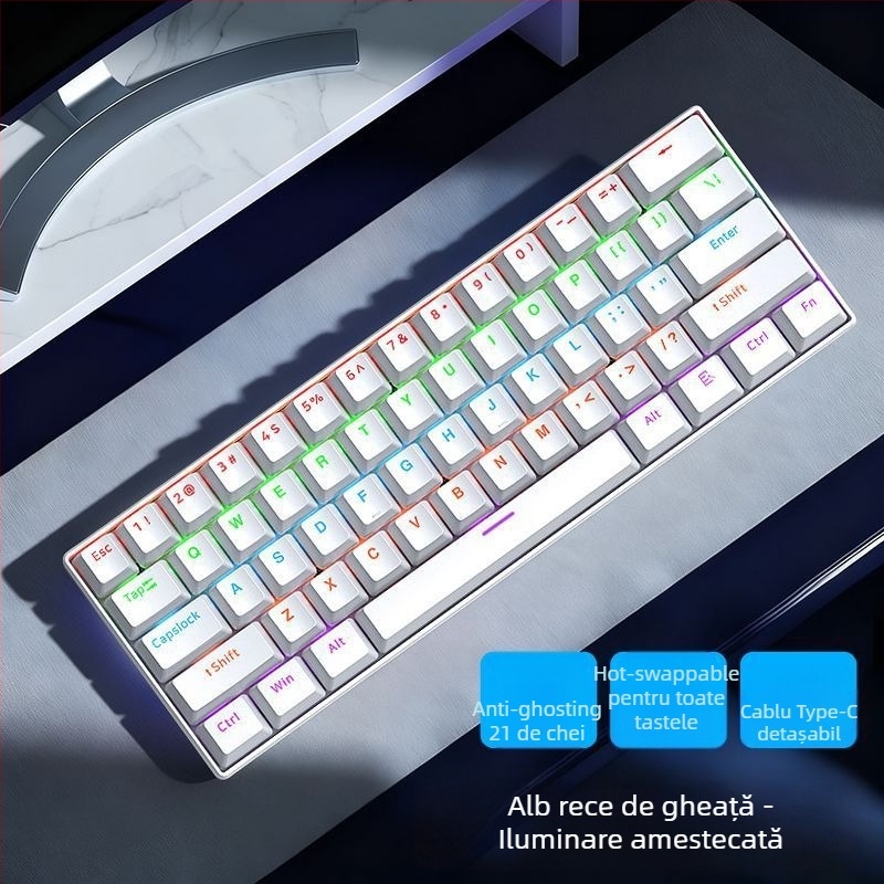 Tastatură numerică mecanică cu fir pentru laptop Asus Tianxuan 6Pro, cu switchuri fără axă, iluminare mixtă, carcasă din plastic