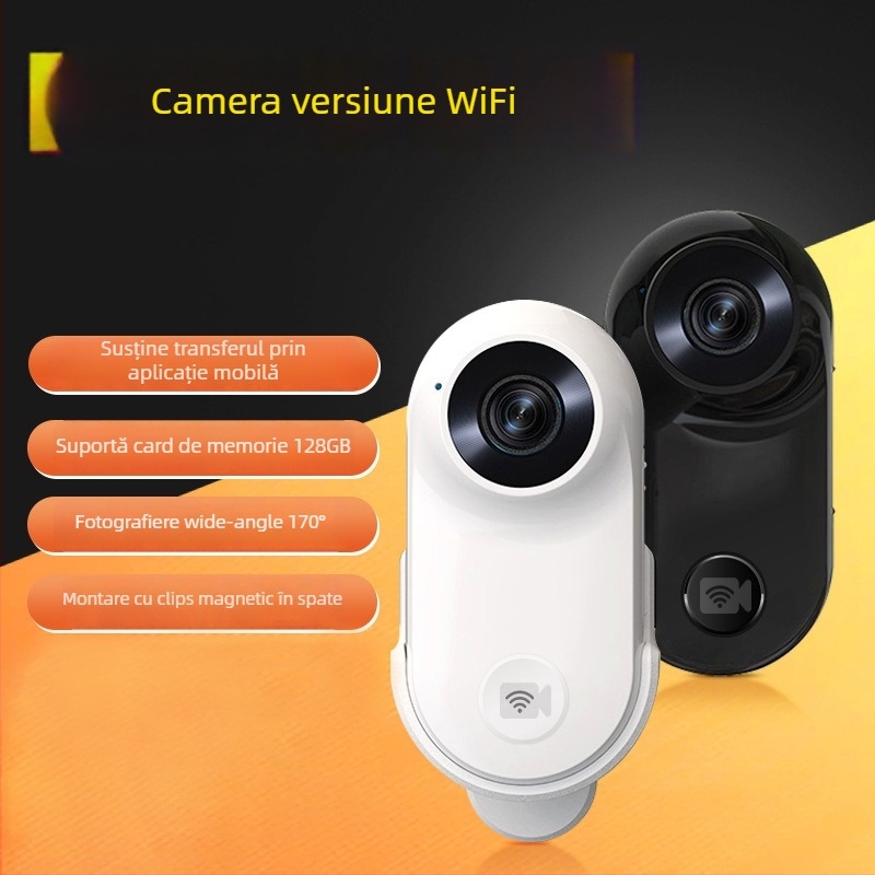GO2 Mini Cameră de Acțiune cu atașament magnetic — CMOS 8 MP, rezoluție maximă 800x600, Wi‑Fi, Stabilizare electronică a imaginii, obiectiv ultra-wide