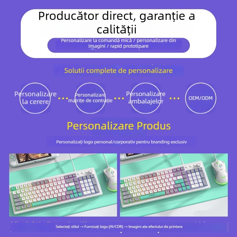 FVW306 Set tastatură și mouse fără fir – ergonomic, 104 taste, 2.4G, 1000-1200-1400dpi, Plug-and-Play