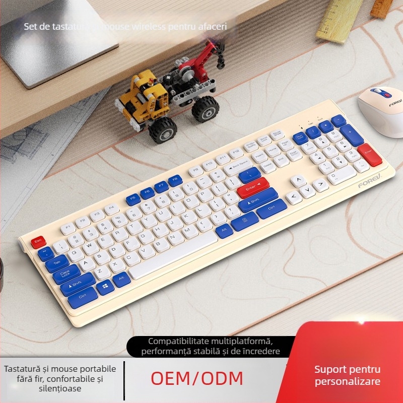 FVW306 Set tastatură și mouse fără fir – ergonomic, 104 taste, 2.4G, 1000-1200-1400dpi, Plug-and-Play