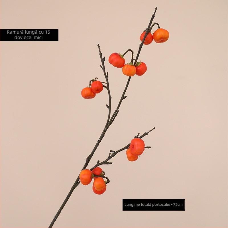 Ramuri artificiale de dovleac cu flori de mătase, stilizare și turnare prin injecție, soiuri: rodie și fruct norocos, decor pentru casă și recuzită de nuntă