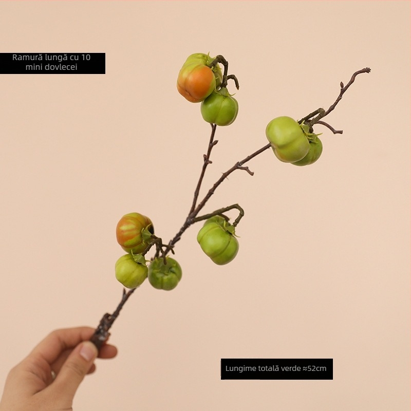 Ramuri artificiale de dovleac cu flori de mătase, stilizare și turnare prin injecție, soiuri: rodie și fruct norocos, decor pentru casă și recuzită de nuntă