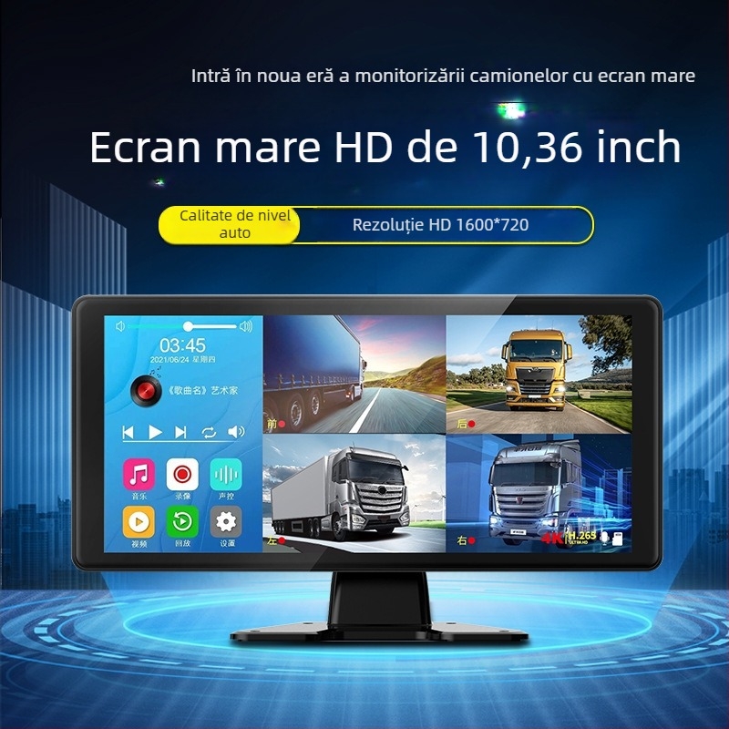 Sight Walker cameră de bord pentru camion, vizionare nocturnă color completă, patru canale, unghi de 120°, 1080p, suport TF până la 128GB, control tactil