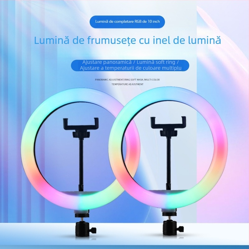 Lampa inelară LED RGB pentru fotografie, make-up și selfie – reglaj continuu, iluminator pentru streaming live, modele MJ26/MJ36/MJ46, putere sub 10W