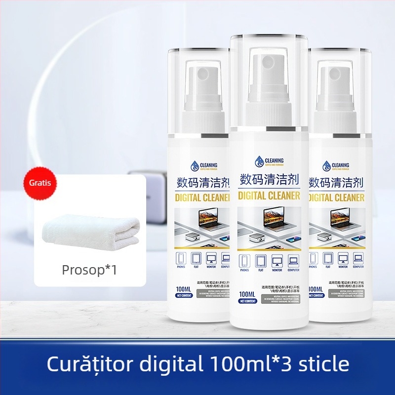 Spray de curățare universal pentru notebook și PC, model 312; set de curățare, cu apă deionizată și surfactanți