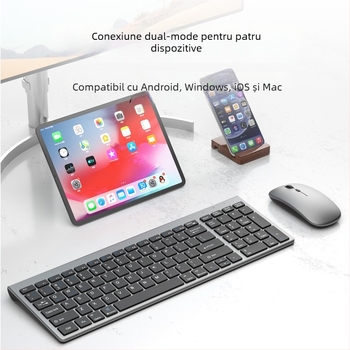 Set tastatură și mouse Bluetooth, 1600 DPI, ergonomic, impermeabil, trei moduri, model K007