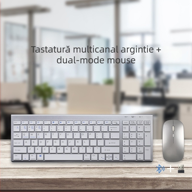 Set tastatură și mouse Bluetooth, 1600 DPI, ergonomic, impermeabil, trei moduri, model K007