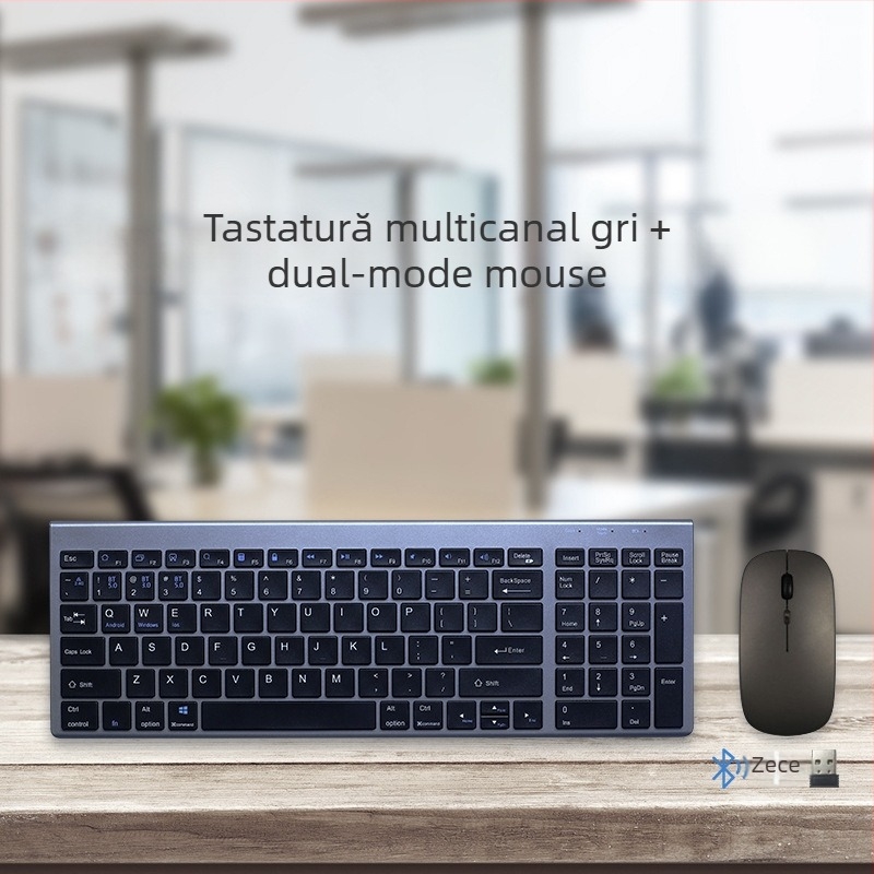 Set tastatură și mouse Bluetooth, 1600 DPI, ergonomic, impermeabil, trei moduri, model K007