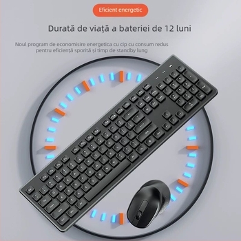 Set tastatură și mouse fără fir – receptor USB, 1000 DPI, rezoluție optică (1000 DPI, interfață USB pentru tastatură și mouse, receptor USB)