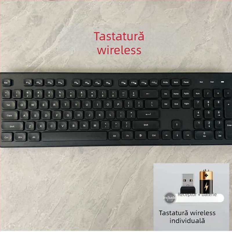 Set tastatură și mouse fără fir – receptor USB, 1000 DPI, rezoluție optică (1000 DPI, interfață USB pentru tastatură și mouse, receptor USB)