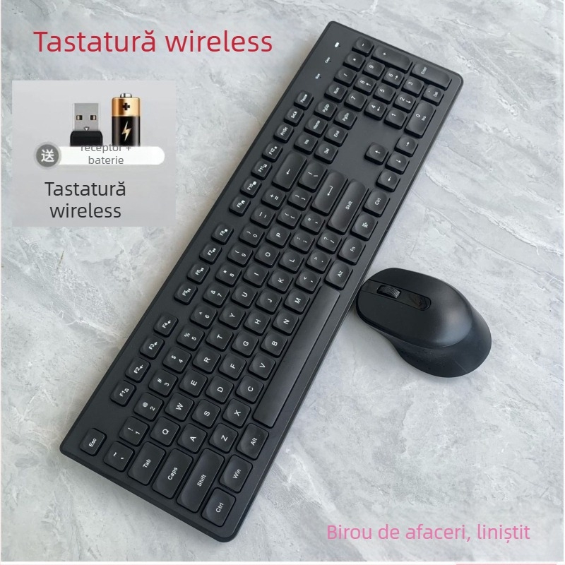 Set tastatură și mouse fără fir – receptor USB, 1000 DPI, rezoluție optică (1000 DPI, interfață USB pentru tastatură și mouse, receptor USB)
