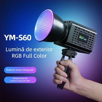 Lumină de umplere pentru fotografie cu LED COB, portabilă și reîncărcabilă, 60W, potrivită pentru fotografie, frumusețe și streaming live, tensiune de intrare variată (DC 9–11V / AC 185–245V)