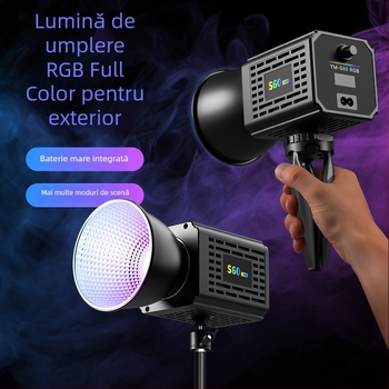 Lumină de umplere pentru fotografie cu LED COB, portabilă și reîncărcabilă, 60W, potrivită pentru fotografie, frumusețe și streaming live, tensiune de intrare variată (DC 9–11V / AC 185–245V)