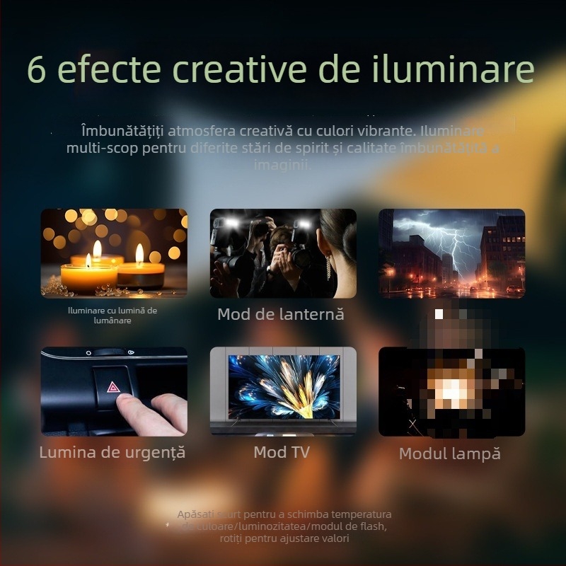 Lumină de umplere pentru fotografie cu LED COB, portabilă și reîncărcabilă, 60W, potrivită pentru fotografie, frumusețe și streaming live, tensiune de intrare variată (DC 9–11V / AC 185–245V)