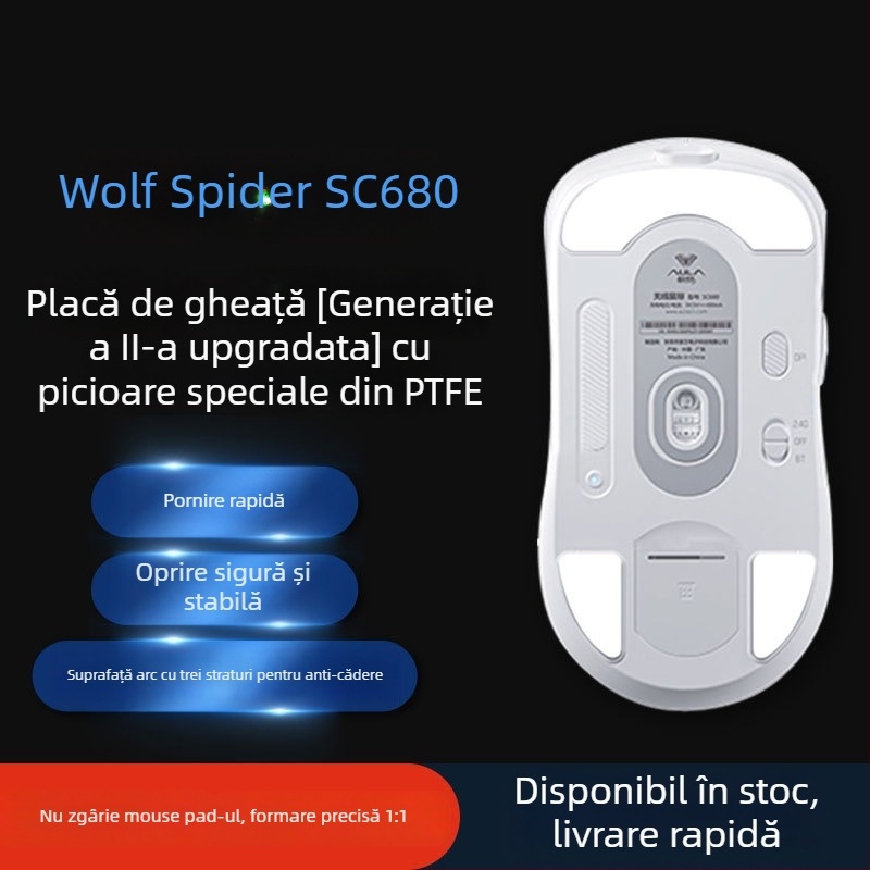 Tălpi pentru mouse Wolf Spider sc680/sc580 — rezistente la uzură, netede, aliniere precisă a sloturilor — fără urme de lipici — probă personalizată