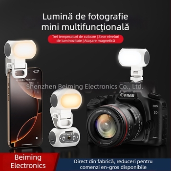Lumină de iluminare magnetică pentru telefoane și gimbal de cameră – dispozitiv portabil pentru selfie cu temperatură de culoare reglabilă 2500K–9900K, sub 10W, baterie 800mAh, 5V/1A
