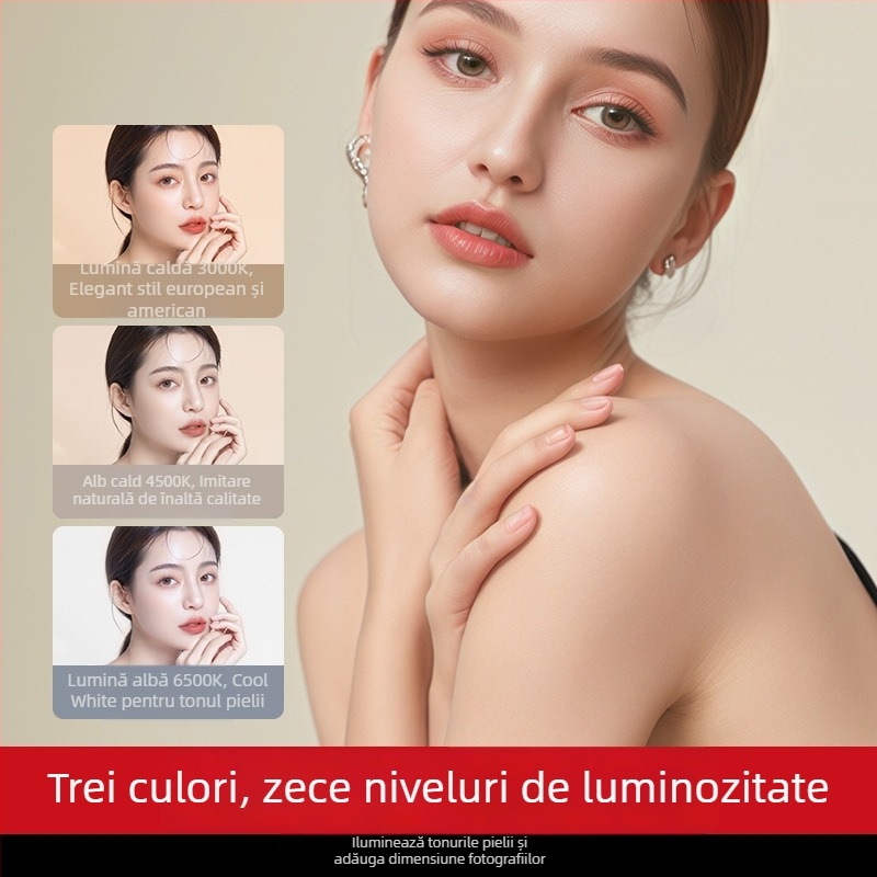 Lumină de iluminare magnetică pentru telefoane și gimbal de cameră – dispozitiv portabil pentru selfie cu temperatură de culoare reglabilă 2500K–9900K, sub 10W, baterie 800mAh, 5V/1A