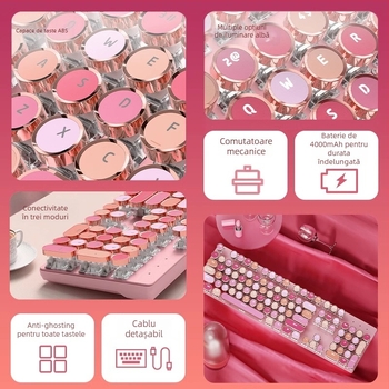 Forerunner V30 Tastatură Mecanică — switchuri verzi, 98+ taste, corp ABS, iluminare monocromă, conectivitate cablată și wireless în trei moduri