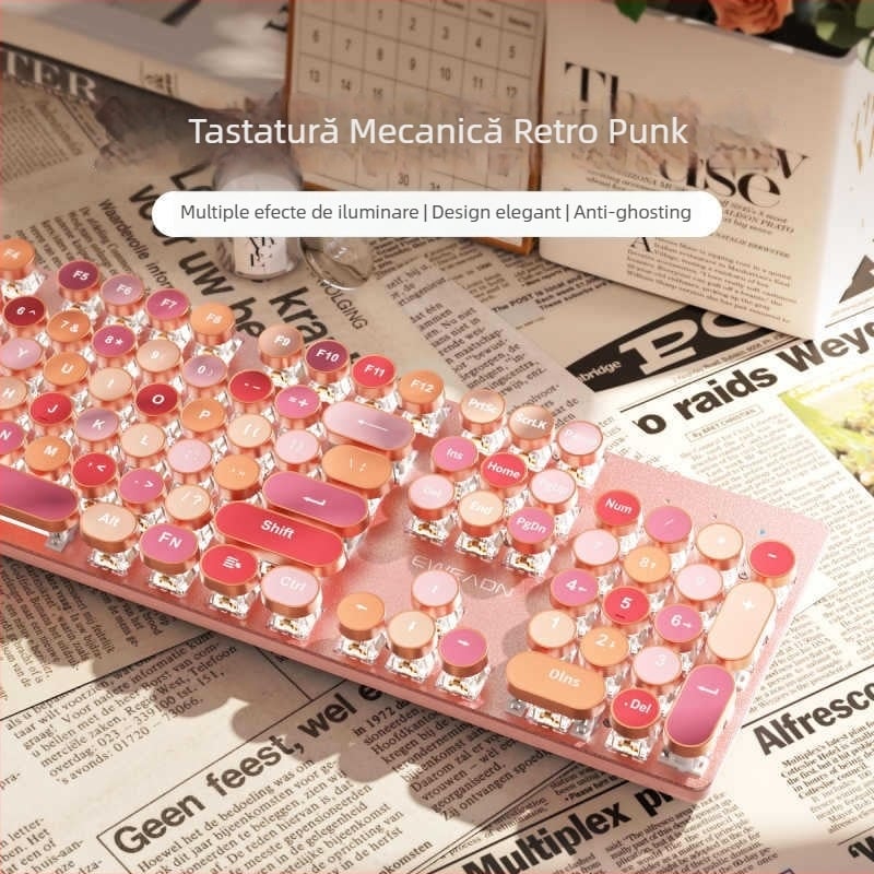 Forerunner V30 Tastatură Mecanică — switchuri verzi, 98+ taste, corp ABS, iluminare monocromă, conectivitate cablată și wireless în trei moduri