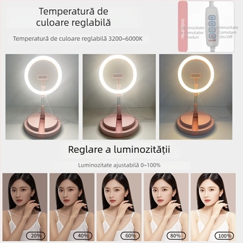 Lampa inel LED pliabilă pentru birou – iluminare de umplere LED, RGB, 3 temperaturi de culoare, 12V, 10–50W, model CS12CLED-2