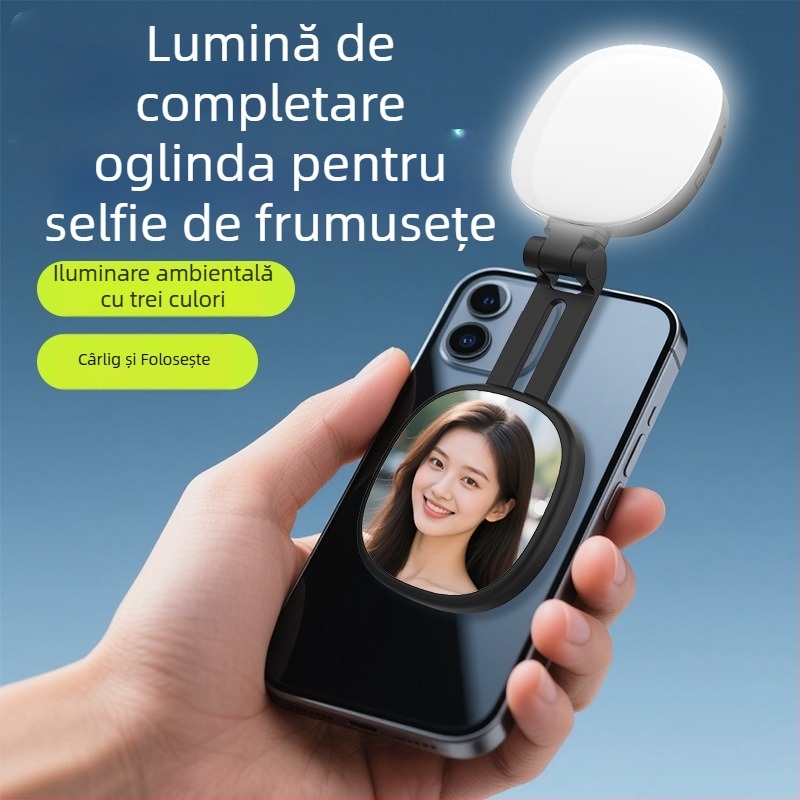 Lumină mini de fill cu atașament magnetic, pliabilă, pentru transmisiuni live pe telefon și oglindă de machiaj, model K04