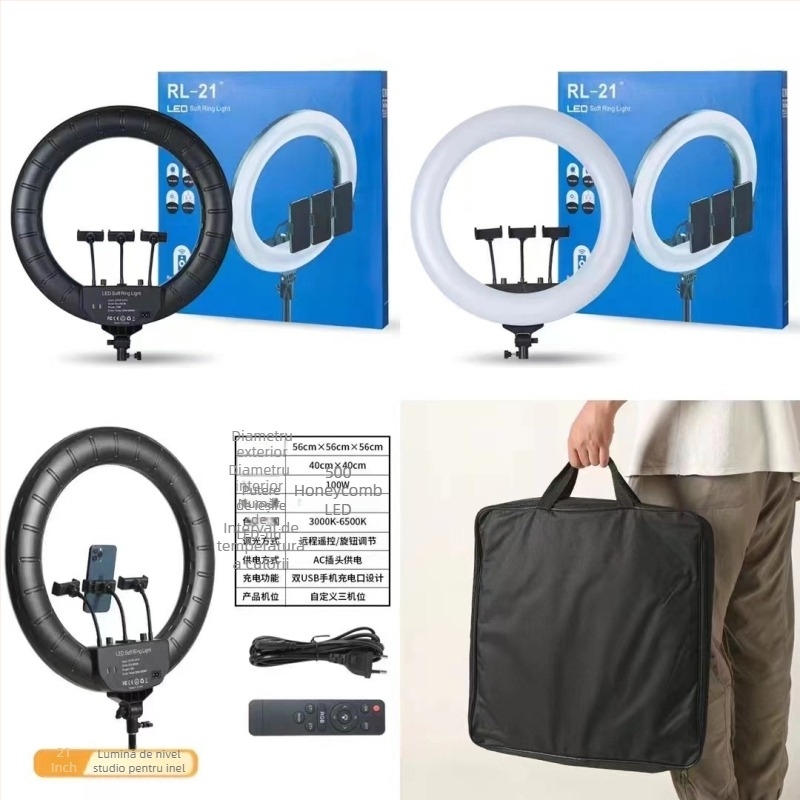 Lumină LED în formă de inel pentru fotografie și streaming live — 10-50W, 6500K ±300K, 110-220V, montaj vertical