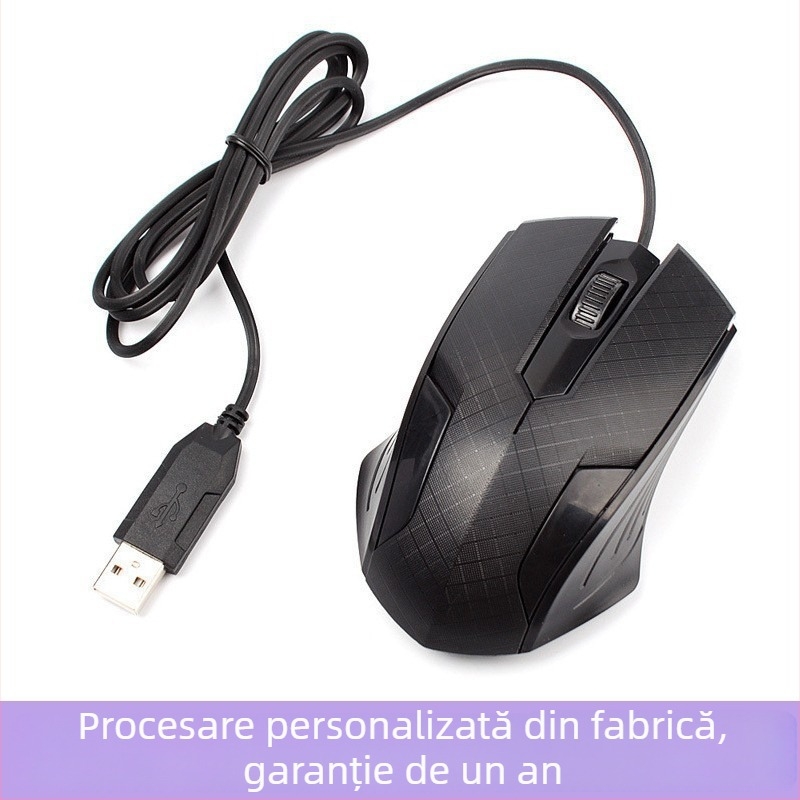 Mouse de gaming cu fir USB, 1000 DPI, 3 butoane, cablu de 1,3 m, ergonomic
