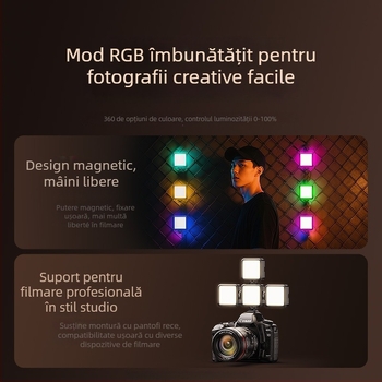 Lumină LED de fill pentru streaming live și fotografie – lampă compactă cu clips/pe birou, model BM-BD33, 5W, 3.7V, autonomie baterie până la 2 ore la luminozitate maximă și până la 10 ore la luminozitate minimă