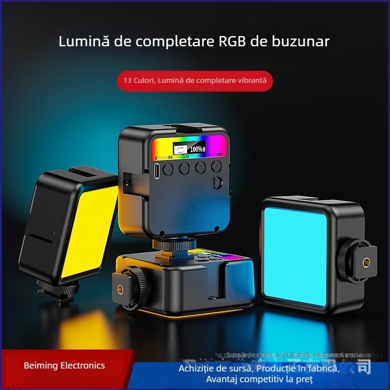 Lumină LED de fill pentru streaming live și fotografie – lampă compactă cu clips/pe birou, model BM-BD33, 5W, 3.7V, autonomie baterie până la 2 ore la luminozitate maximă și până la 10 ore la luminozitate minimă