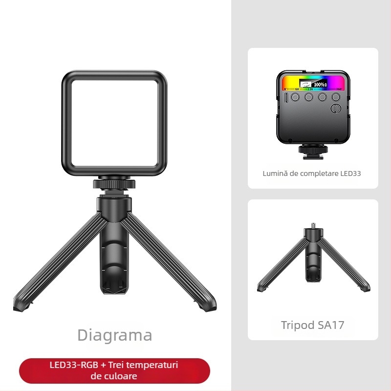 Lumină LED de fill pentru streaming live și fotografie – lampă compactă cu clips/pe birou, model BM-BD33, 5W, 3.7V, autonomie baterie până la 2 ore la luminozitate maximă și până la 10 ore la luminozitate minimă
