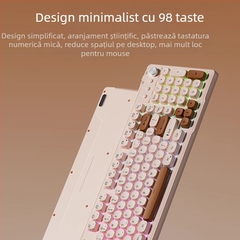 Dream Tribe Z98 set tastatură și mouse wireless – senzație mecanică silențioasă, tastatură USB și mouse USB, greutate 650 g