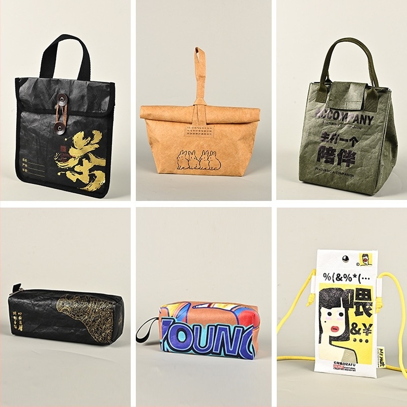 Sac de hârtie Dupont, geantă de umăr cu bază pătrată, imprimare digitală, imprimare a logo-ului, ambalaj universal