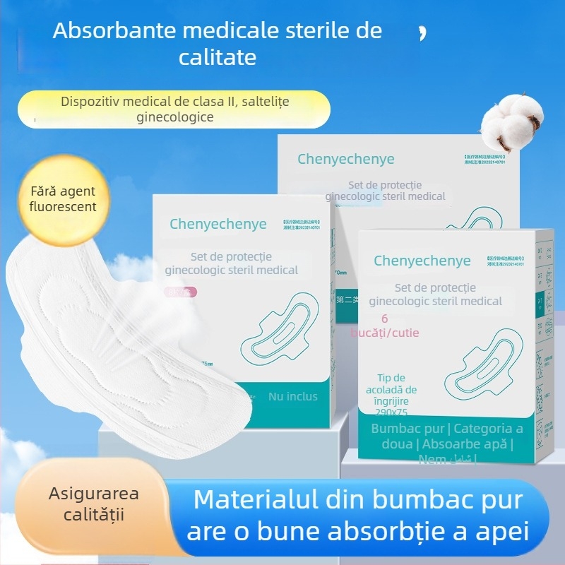 Morning Industry absorbant ginecologic steril, din bumbac pur, respirabil, pentru utilizare ziua și noaptea