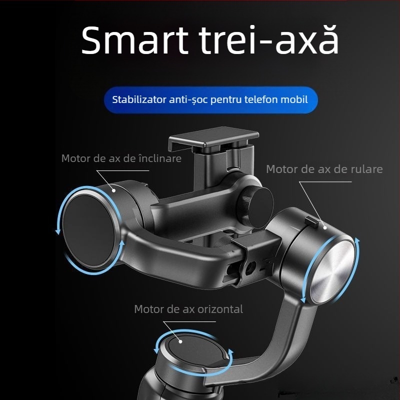 Stabilizator de imagine portabil pentru telefonul mobil — trei axe, aliaj de aluminiu, pentru filmare
